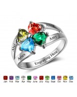 Birthstone Ring, Sterling Silver Personalized Engravable Ring JEWJORI102501